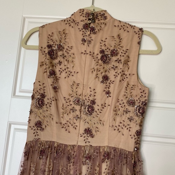 KOROVILAS ISLA EMBELLISHED TAN MOCK NECK MAXY DRESS 4 - Picture 4 of 10